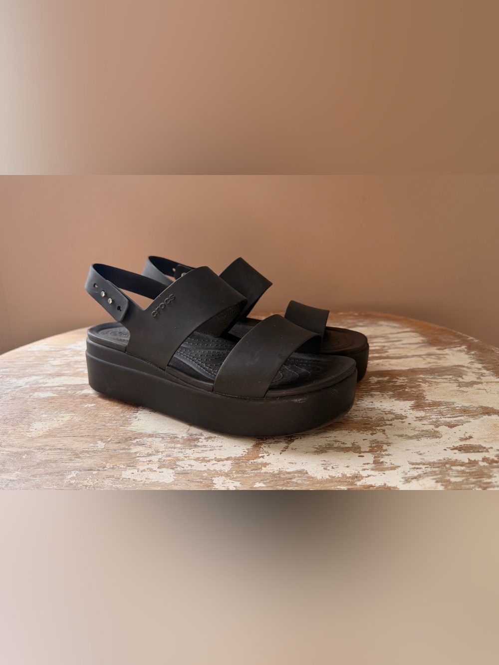CROCS Women's Black Platform Slingback Sandals